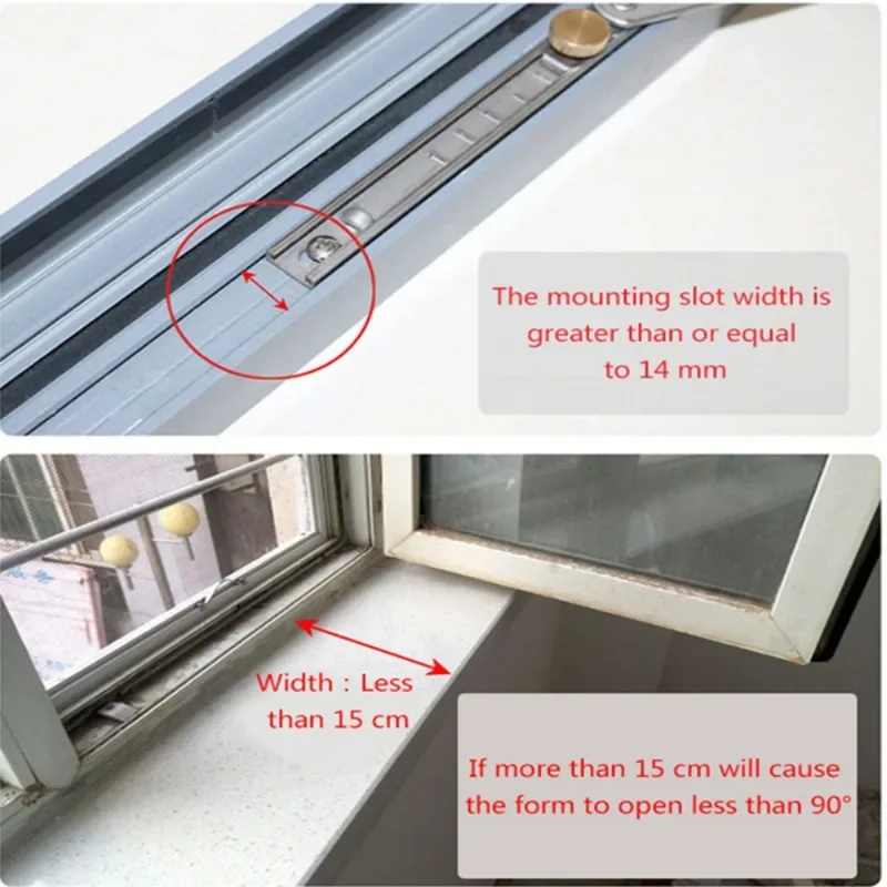 12 Inch Durable Windows Restrictor Windproof Brace Stopper Children Safety Locks Window Support Opener Fixed Angle Controller