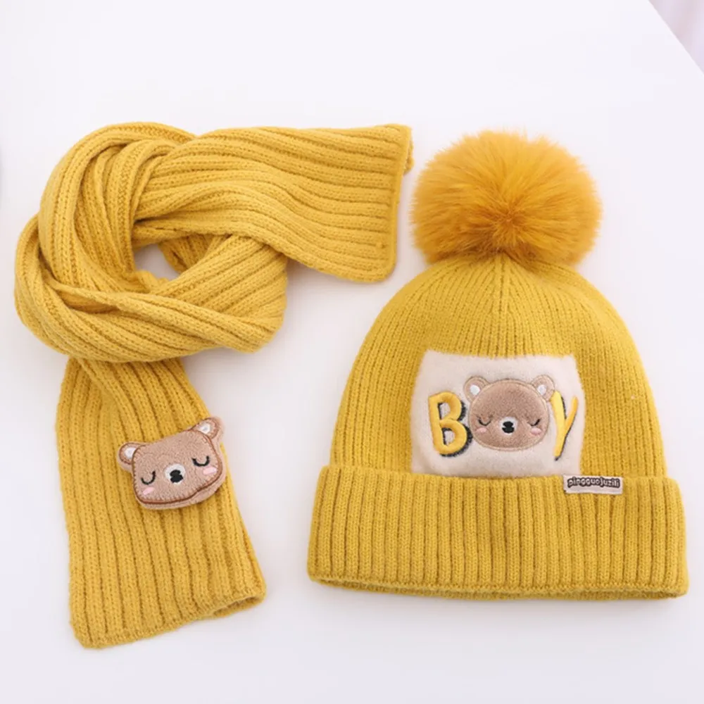 

Beanie Hat Skull Slouchy Unisex Head New Autumn Winter Cap Boy Woolen Girl Knitted Embroidered Children Scarves B7M124