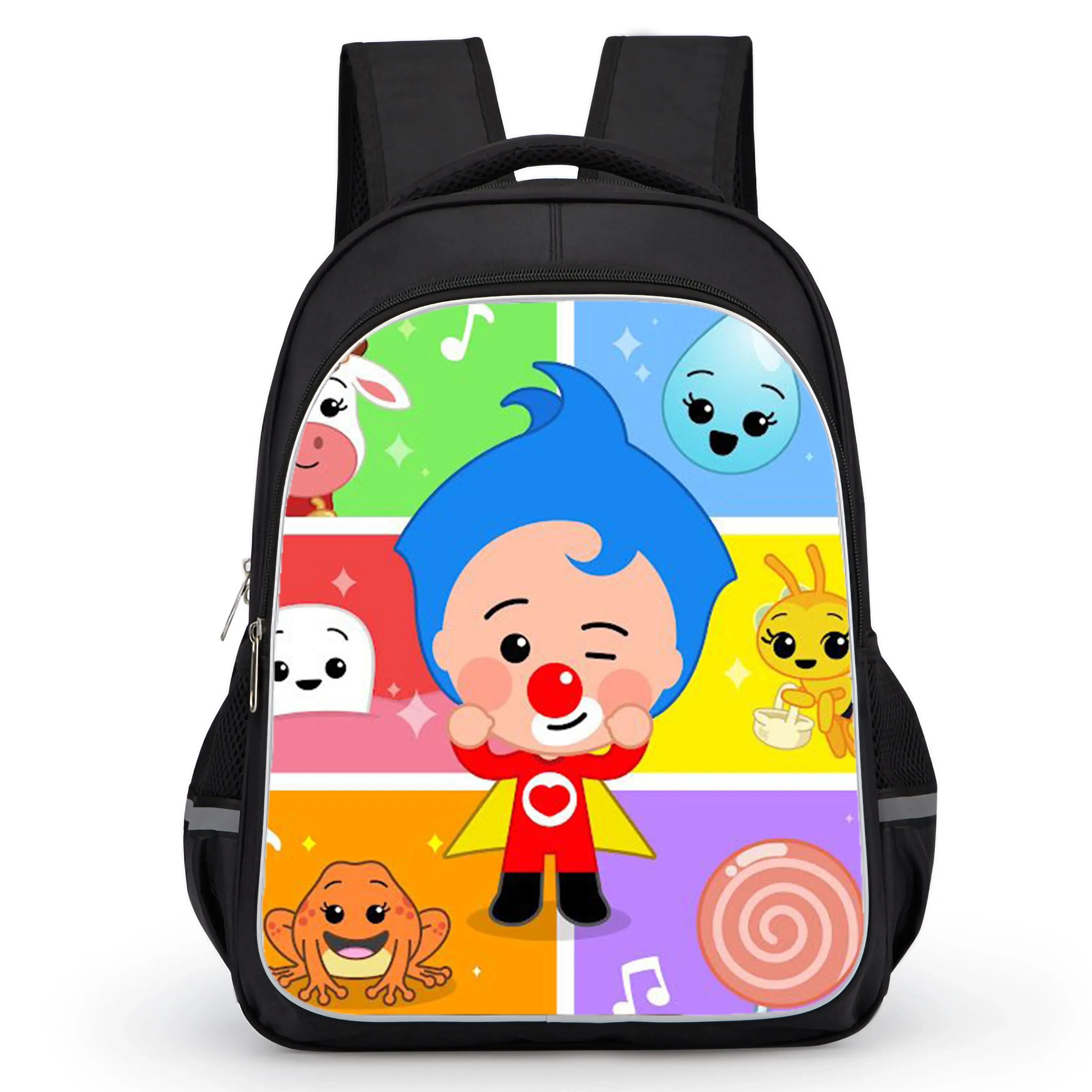 

School Backpack with Double Zipper Pocket,Cartoon Plin-Plin School Bag for Boys Girls,Durable 16-in Child Bags for Pupil