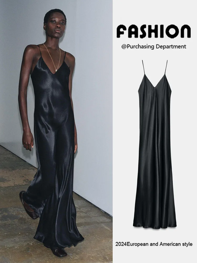 

Faionable Bal Svel Strap Dr Women's New Arrival Winter 2025 Ele Versatile Long Evening Gown Pure Color