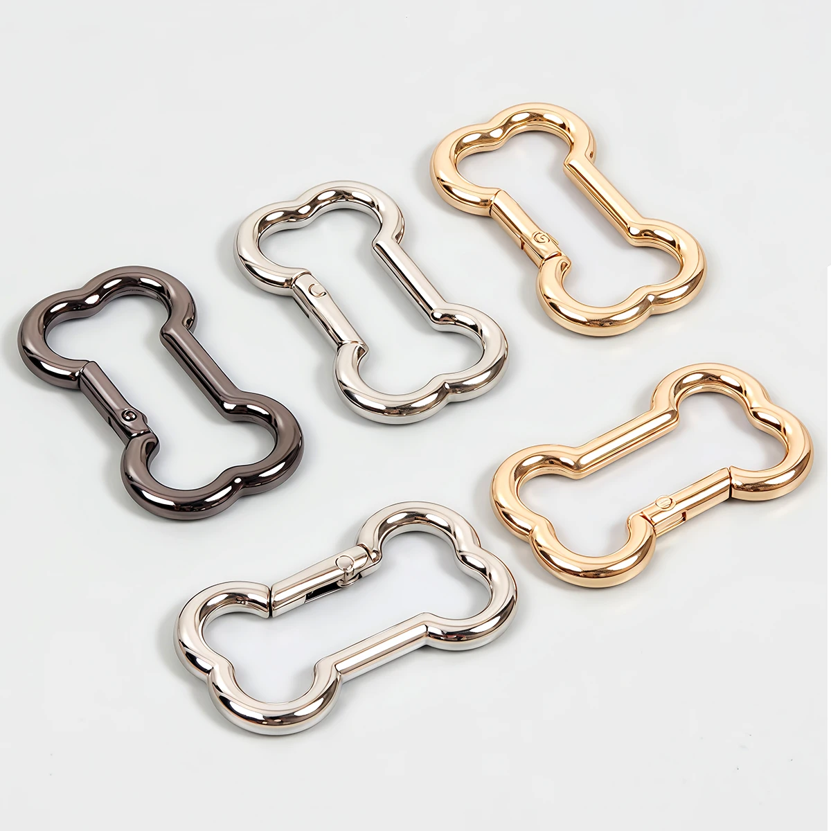 Metall-Knochenform-Schnapphaken mit Federverschluss für Lederhandwerk, Gürtel, Gurtband, Schlüsselanhänger, Karabiner, Hundekette, Schnalle – Detail 4