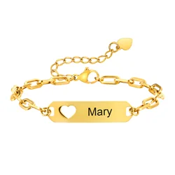 Custom Hollow Heart Bracelets for Women Girls,Anti Allergy Stainless Steel Bracelet,Personalized Name Birthday Jewelery Gift