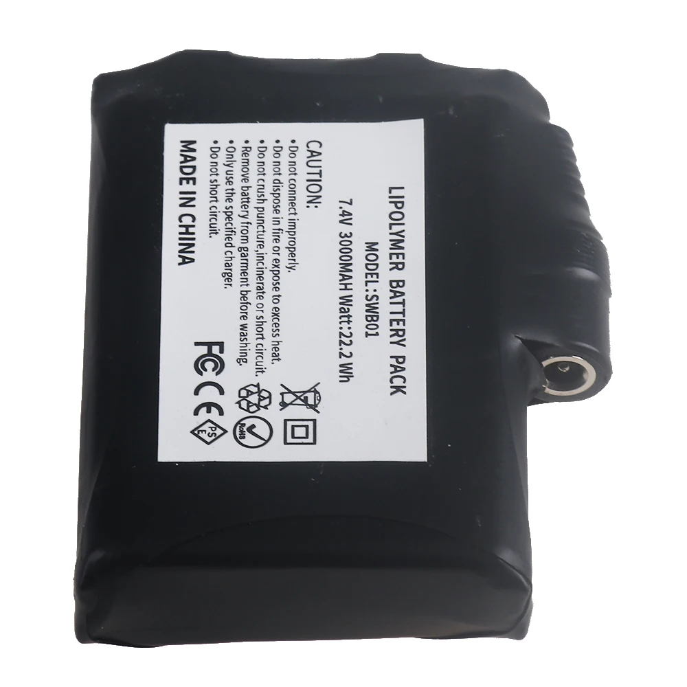 New 7.4V 3000mah Heated Gloves Battery Polymer Lithium Battery for Heating Vest, Socks, Winter Antifreeze Heating Battery