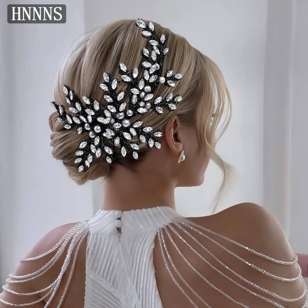 

HNNNS Glittering Rhinestone Headpiece High-end Design Headdress Women's Formal Headwear Evening Banquet Hair Accessories A384