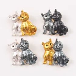 European and American popular double cat brooch cute animal coat accessories badage