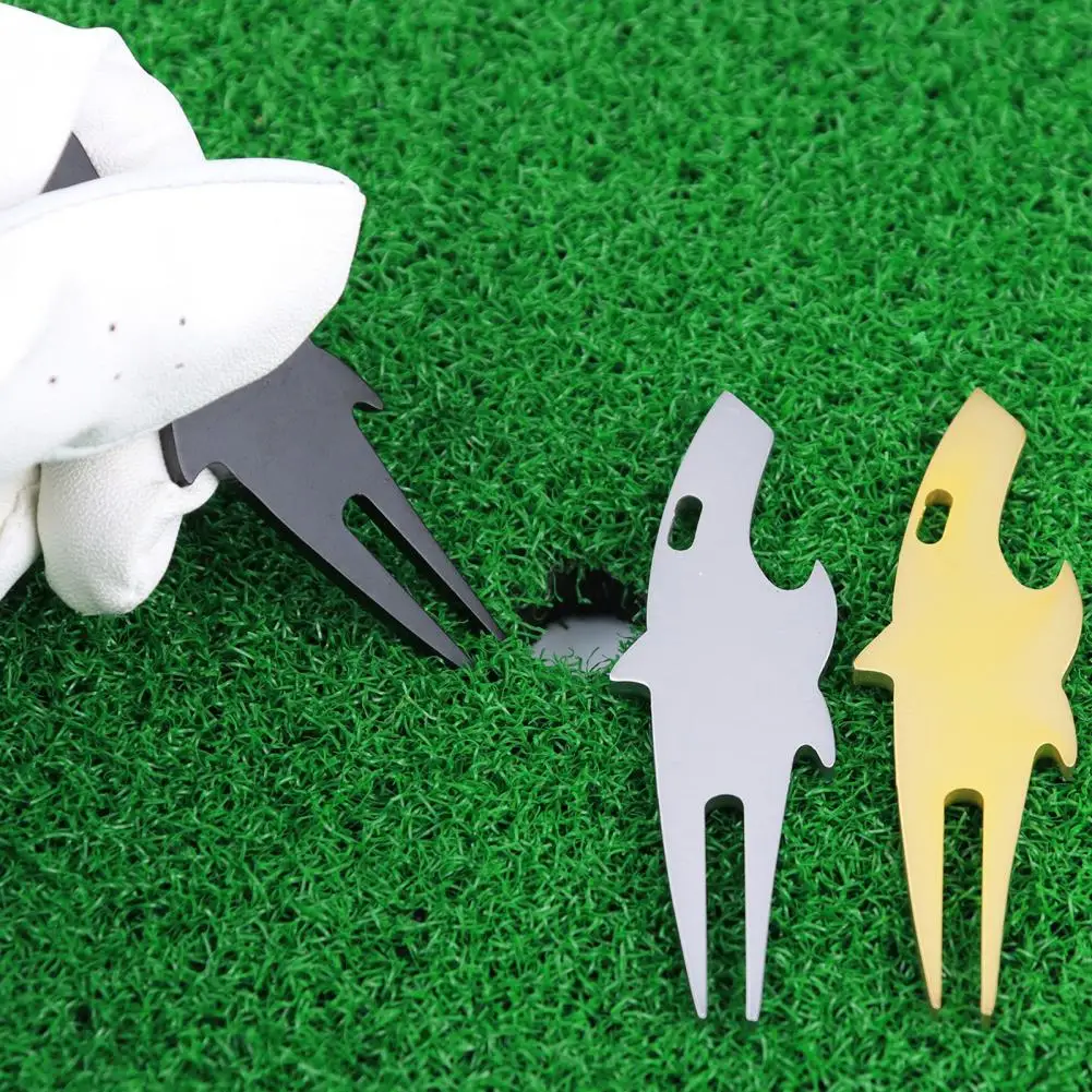 

Divot Tool Electroplating Shark Shape Repair Golf Green Unfading Multi Purpose Golf Divot Repair Tool for Golf Course