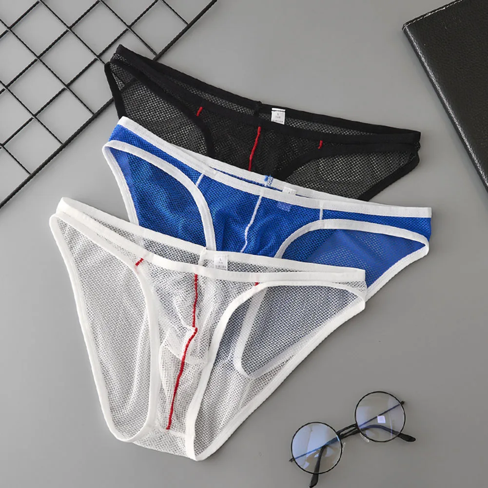 Men Underwear See Through Pouch Briefs Panties Breathable Low Rise Underpants Comfortable High-quality Underpanties
