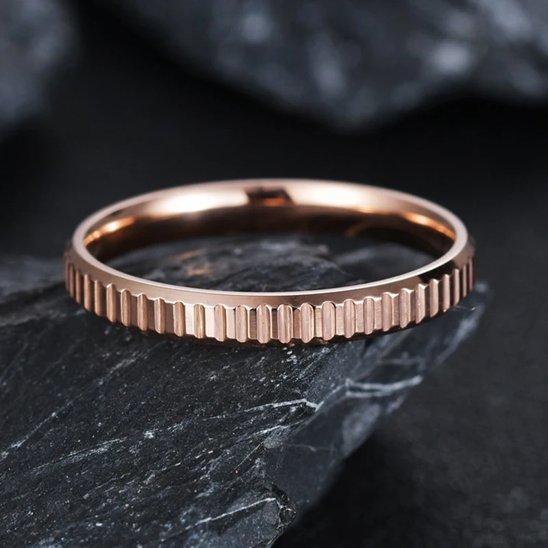 

Fashion 4mm Gearwheel 316L Stainless Steel Couple Women Wedding Rings Engagement Rose Gold Color Not Fade Jewelry Wholesale