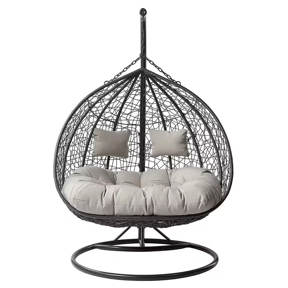 PE Rattan Wicker Swing Balcony Patio Garden Chair , Hanging Basket Outdoor Stand Garden Double Seats Egg Basket Chair with Chair