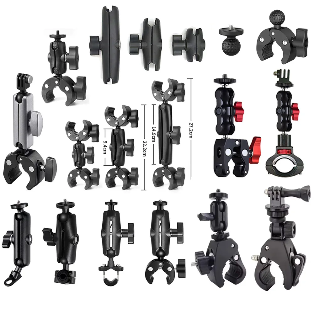Uchwyt motocyklowy na kierownicę GoPro, podwójny klips krabowy do kamery Insta 360 X5 X4 DJI OSMO, akcesoria do kamer sportowych — zdjęcie produktu 7