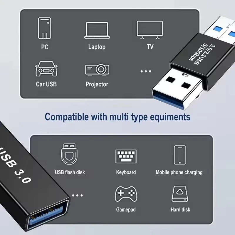 USB 3.0 Connector USB To USB Adapter 5Gbps Gen1 Male to Male Female USB Converter SSD HDD Cable Extender USB 3.0 Extension Plug