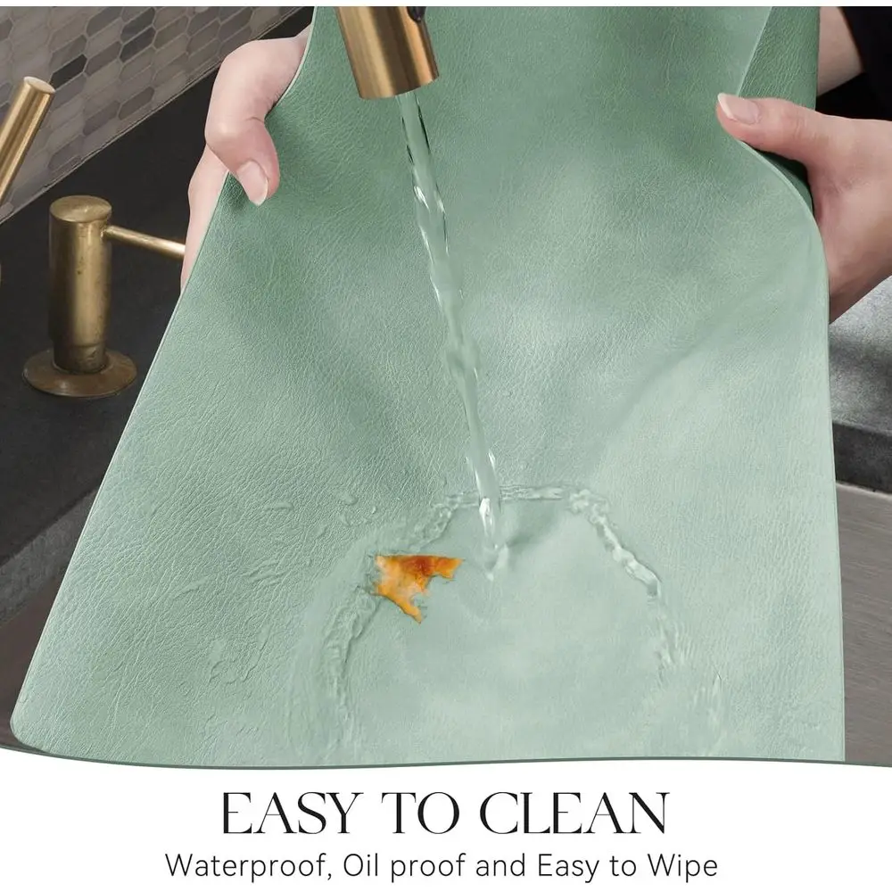 مجموعة من 12 قطعة من المفارش المصنوعة من الجلد الصناعي الأخضر المقاوم للماء، مقاس 12 × 17 بوصة، مقاومة للزيت، مقاومة للحرارة، قابلة للعكس للمطبخ والعينين #4