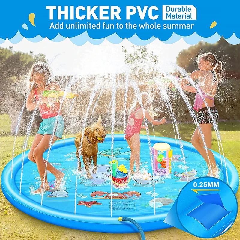 100/170 CM Kids Paddling Pad Inflatable Water Jet Swimming Pool Summer Beach Outdoor Games Toy Lawn Swimming Pool Mat Kids Toys