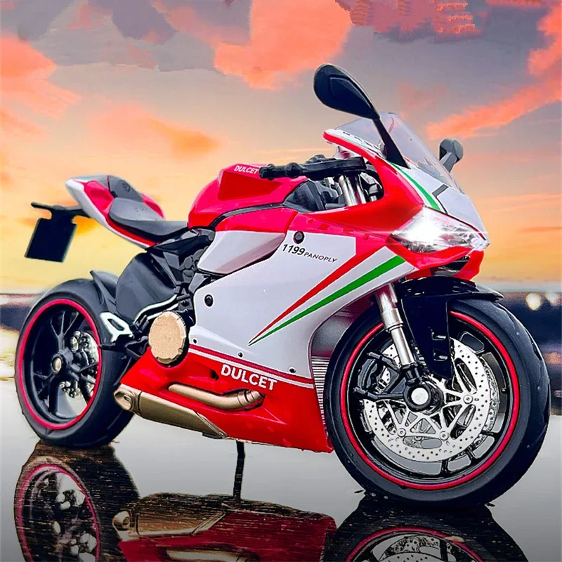 

1:12 1199 Panigale Alloy Racing Motorcycle Model Diecast Metal Toy Street Sports Motorcycle Model Sound and Light Childrens Gift