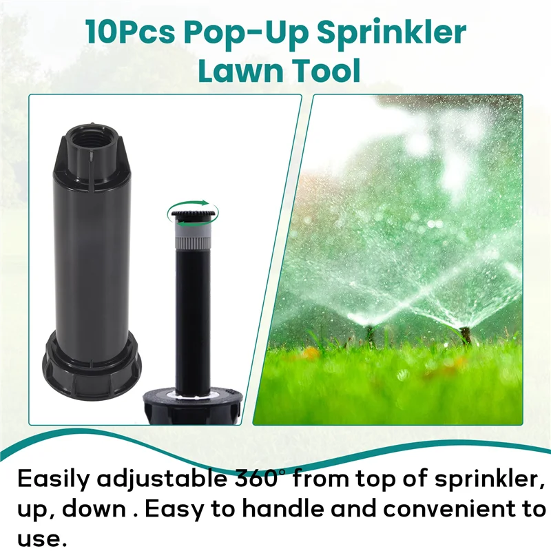 

HGHO 10Pcs -Up Sprinkler Lawn Tool Spray-Head For Garden Supplies 360 Degree Irrigation Equipment Gear Sprinkler