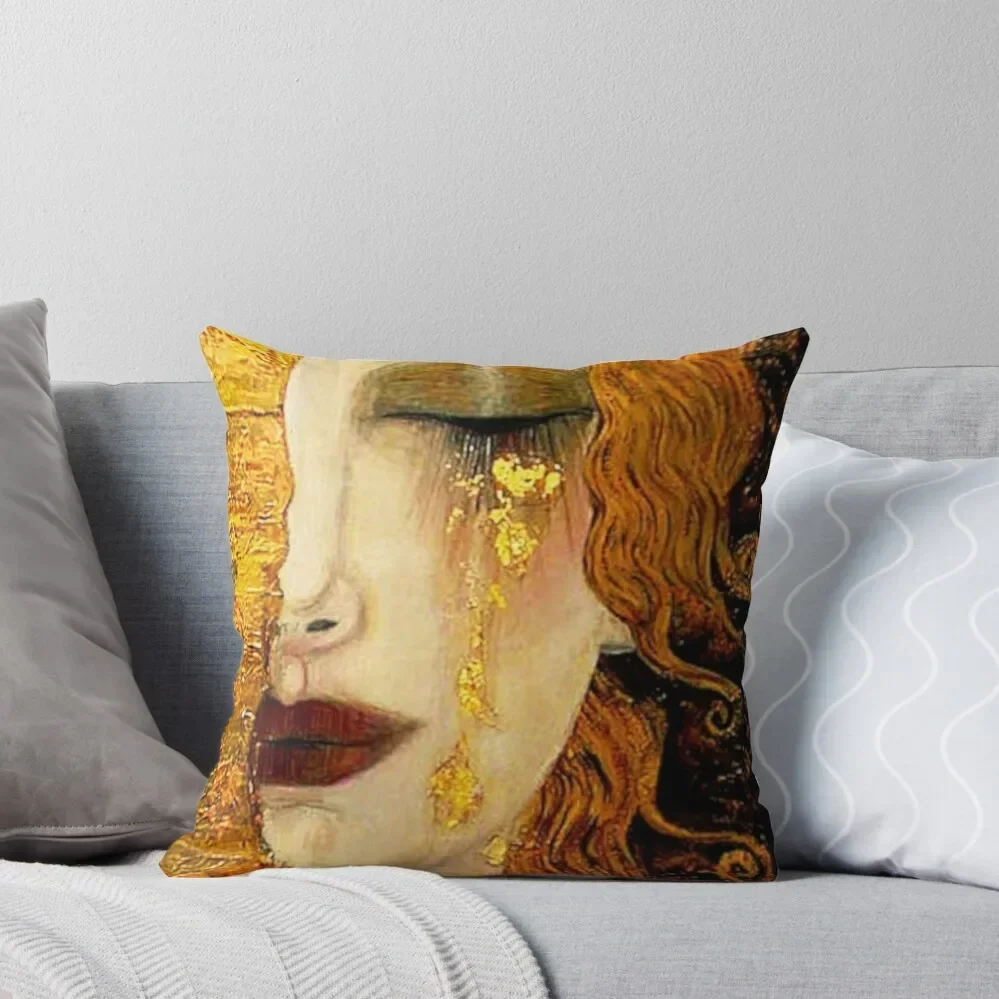 Gustav Klimt Freya's Tears w/Signature| Women's Grief Art Nouveau Throw Pillow Couch Pillows autumn decoration pillow