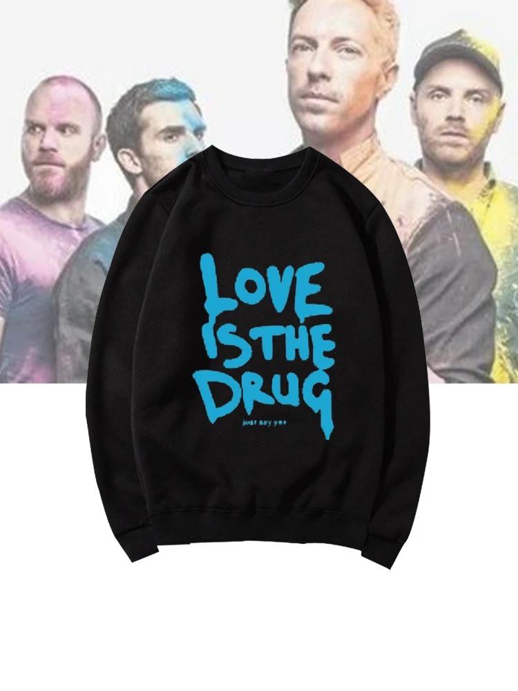 

Rock style street women's round neck hoodie women's top band hoodie Coldplay fashion trend top casual loose women's sweater