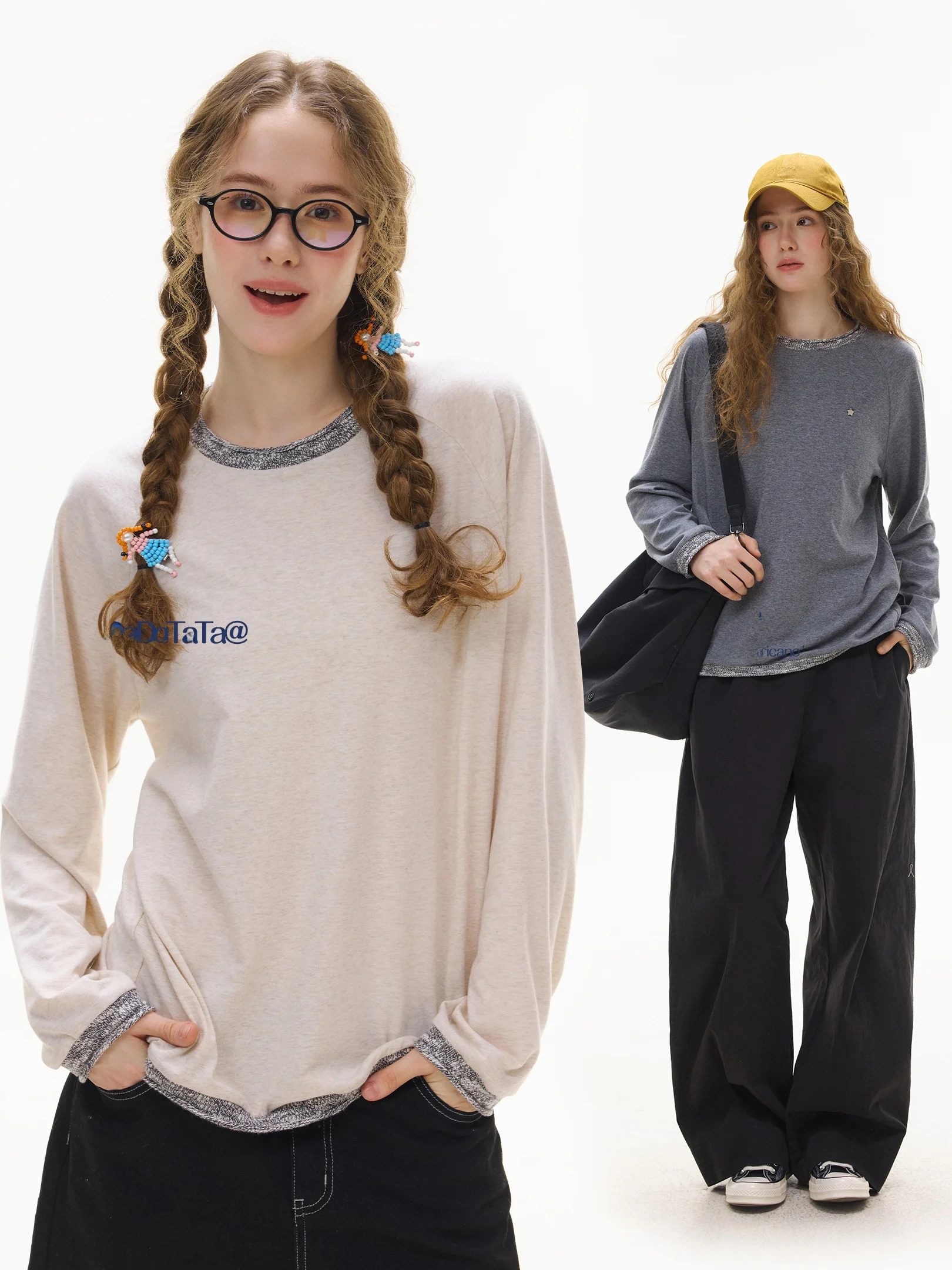 

JGGU Crystal Label Spring 2026 New Style Knitted Sweater Bright Thread round Neck Pullover Casual Polyester Blend Long Sleeve