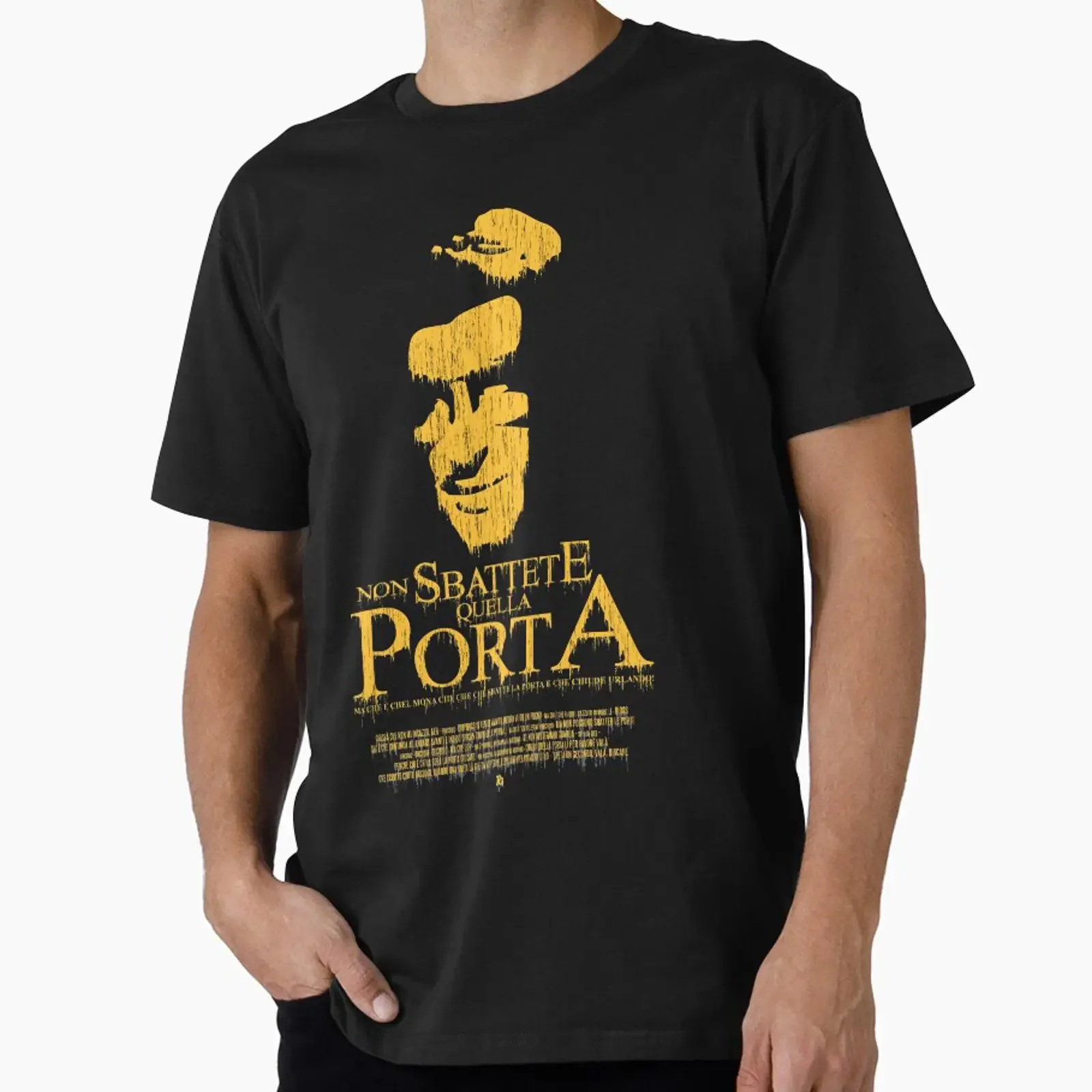 Non Sbattete Quella Porta Germano Mosconi L'ORIGINALE diseñado y vendido por Swear Vintage, pantalón elástico transpirable para hombre con efecto lavado.