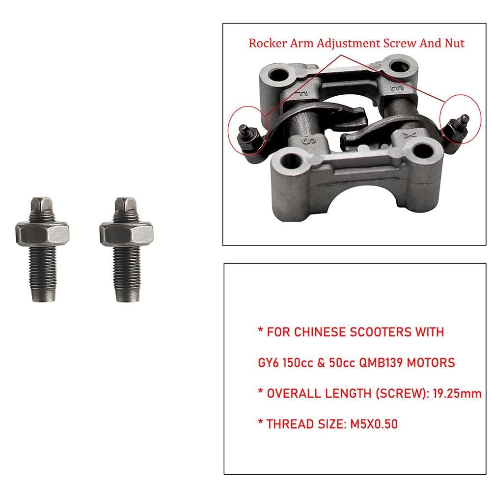 2X M5 Rocker Arm Valve Adjusting Screw For GY6 50cc 125cc 150cc QMB139 152QMI 157QMJ Scooter JH70 Motorcycle