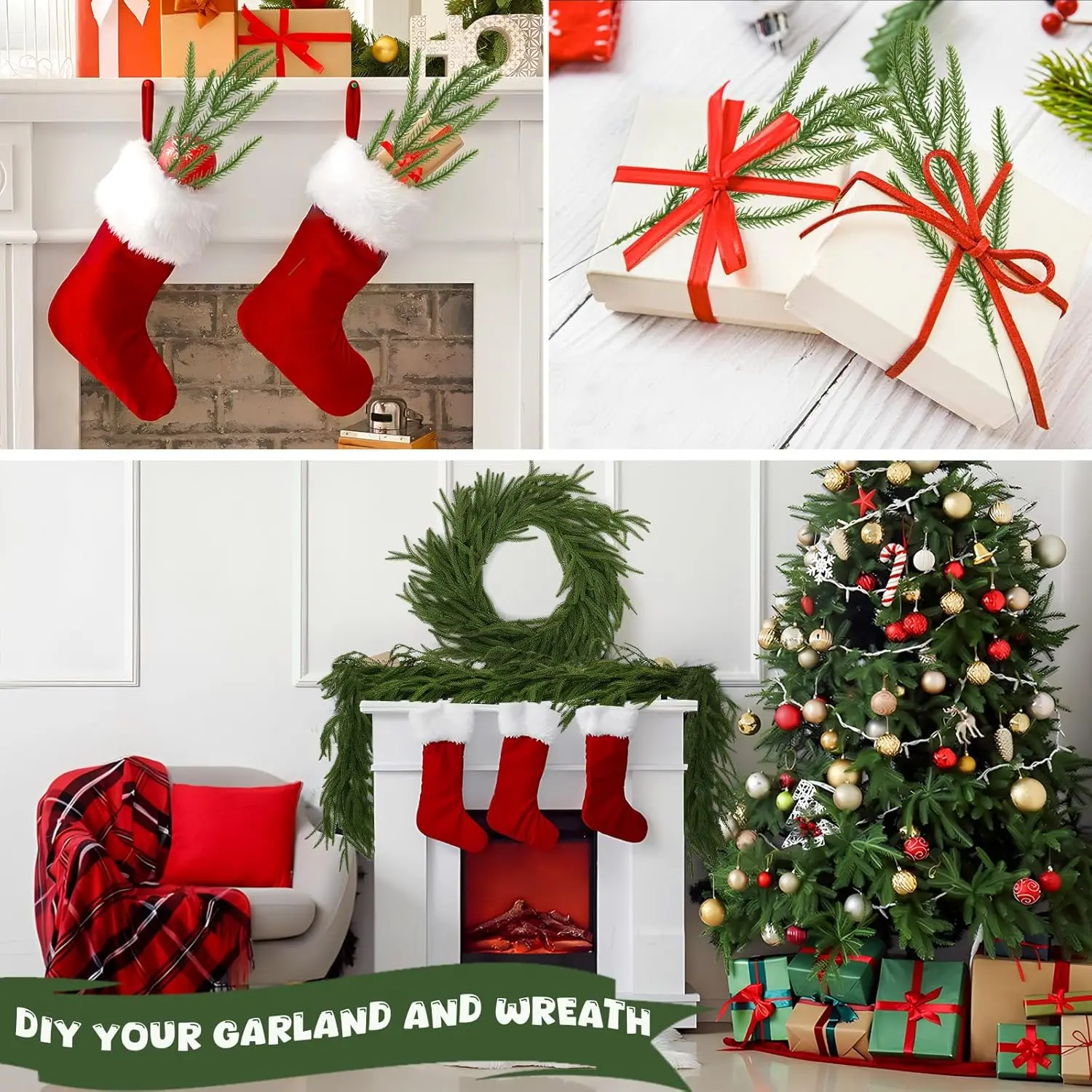5/10 Stück künstliche Pflanzen, Kunststoff-Tannennadeln, Weihnachtsbaum, Heim- und Raumdekoration, Festival, Outdoor-Garten-Zubehör, DIY-Geschenkbox – Detail 2