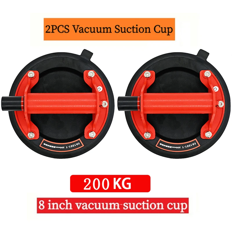 2 PCS 8 inch Vacuum Suction Cup 200 ~ 250kg Bearing Capacity Heavy Duty Lifter suction cup for Granite Tile Glass Manual Lifting