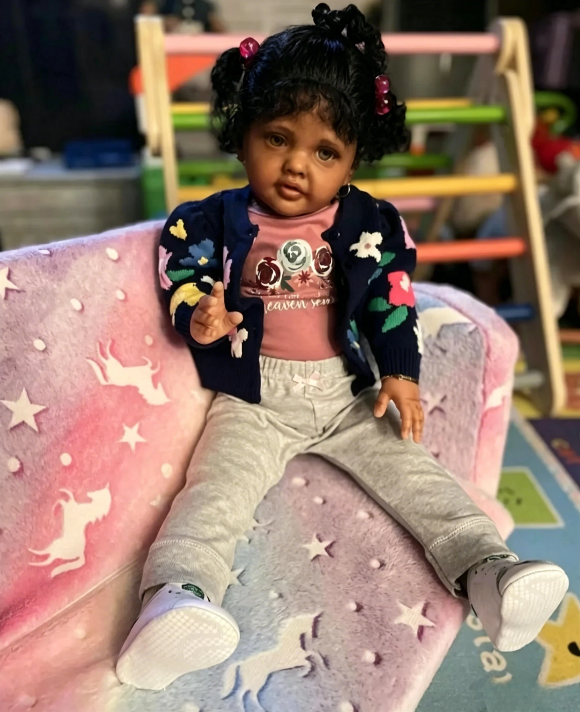 

NPK 28inch Dark Brown Skin Reborn DIY Doll Kit Reborn Betty Toddler Baby 6 Month Size Parts Realistic Lifelike Baby Dolls Toy