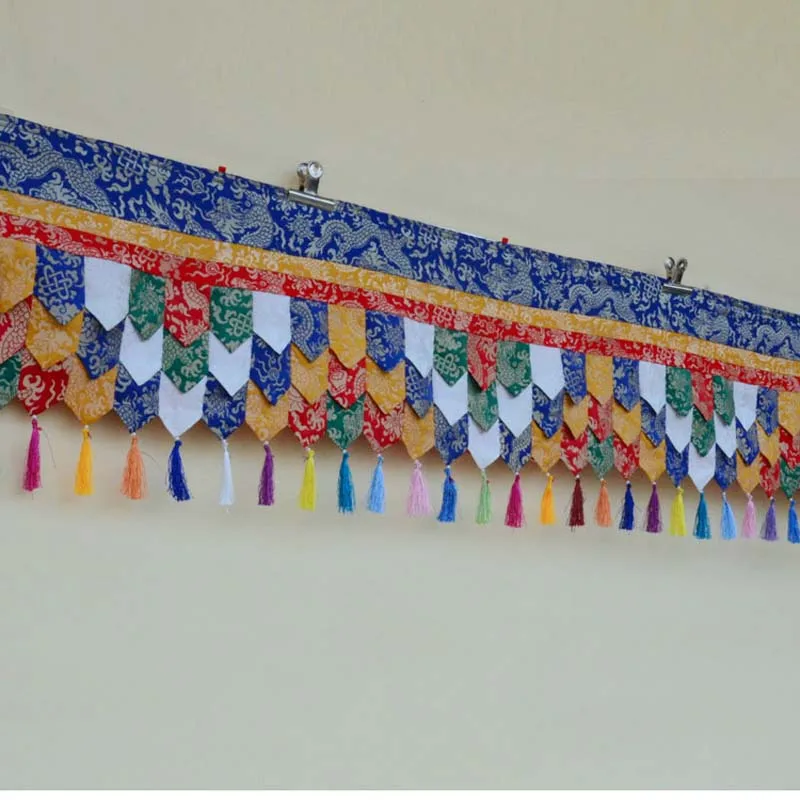 

300cm Buddhism decorative altar Shrine Temple hall wall table Dragon Embroidery Hanging Enclosing curtain draperies streamers