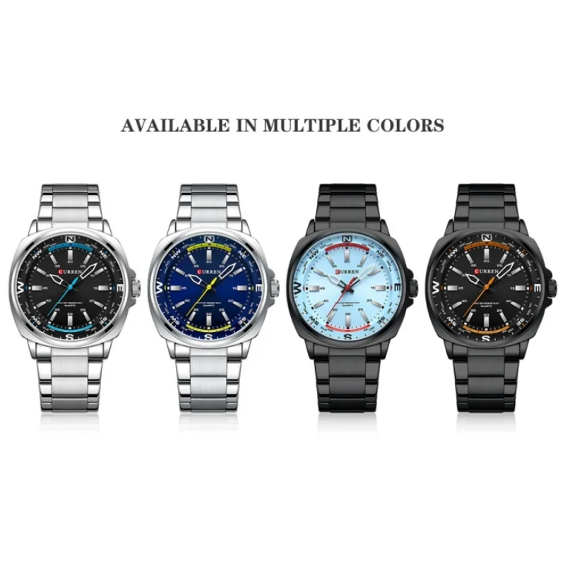 CURREN 8455 Brand Men's Quartz Watches Stainless Steel Strap Waterproof Best Unique Business Design Round Clock Watch For Men