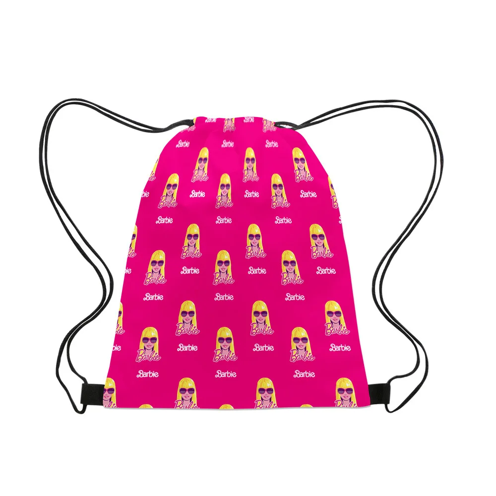 Barbie Drawstring Backpacks High-Capacity Travel Clothes Storage Bags Trendy Movie Thick Stylish Girls Kids Gift Lovely Cute