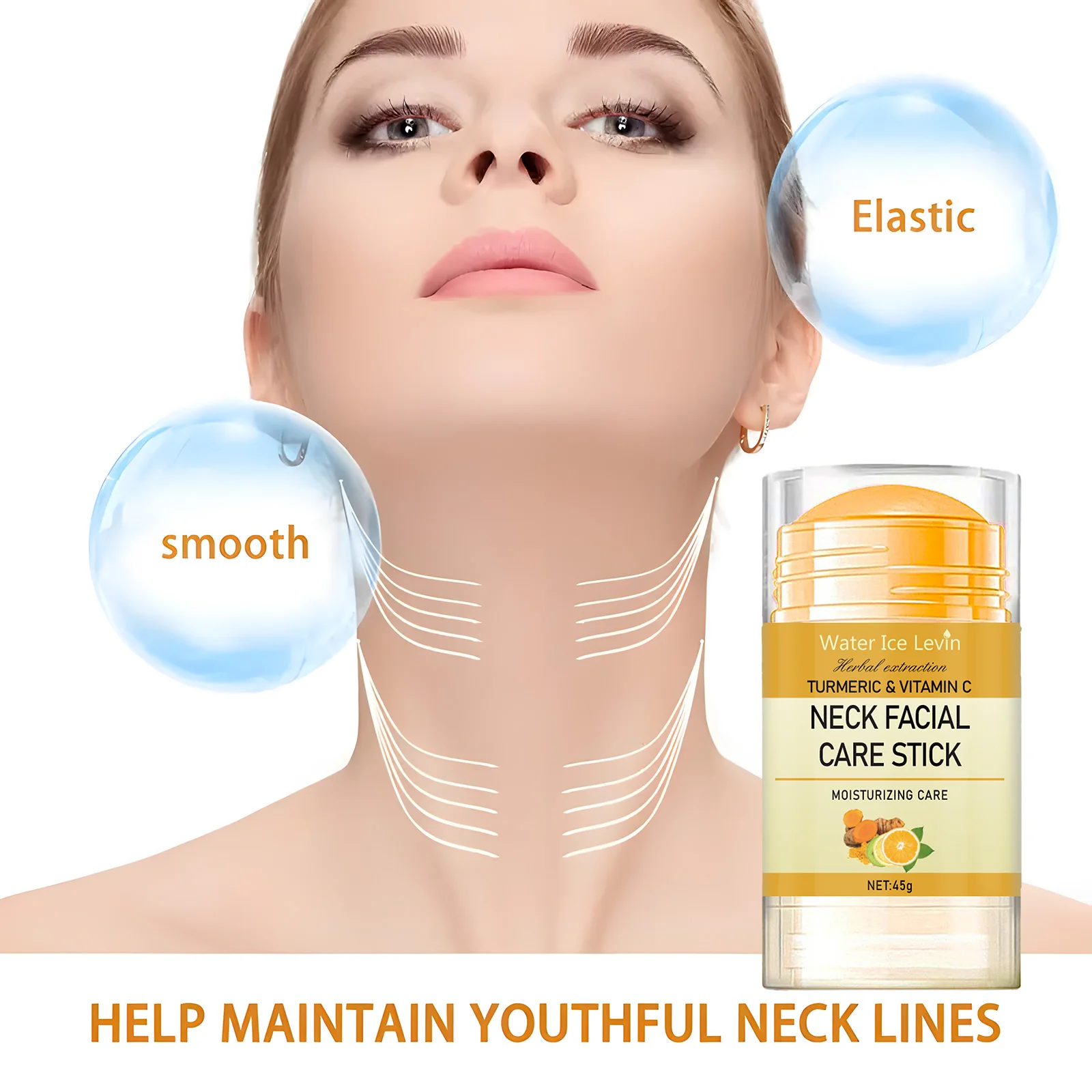 Turmeric and Vitamin C Facial and Neck Care Stick - Brightening and Moisturizing, Light and Non-Greasy Formula, Suitable for Sensitive Skin, Easy-To-Absorb Stick Design, Daily Skin Care