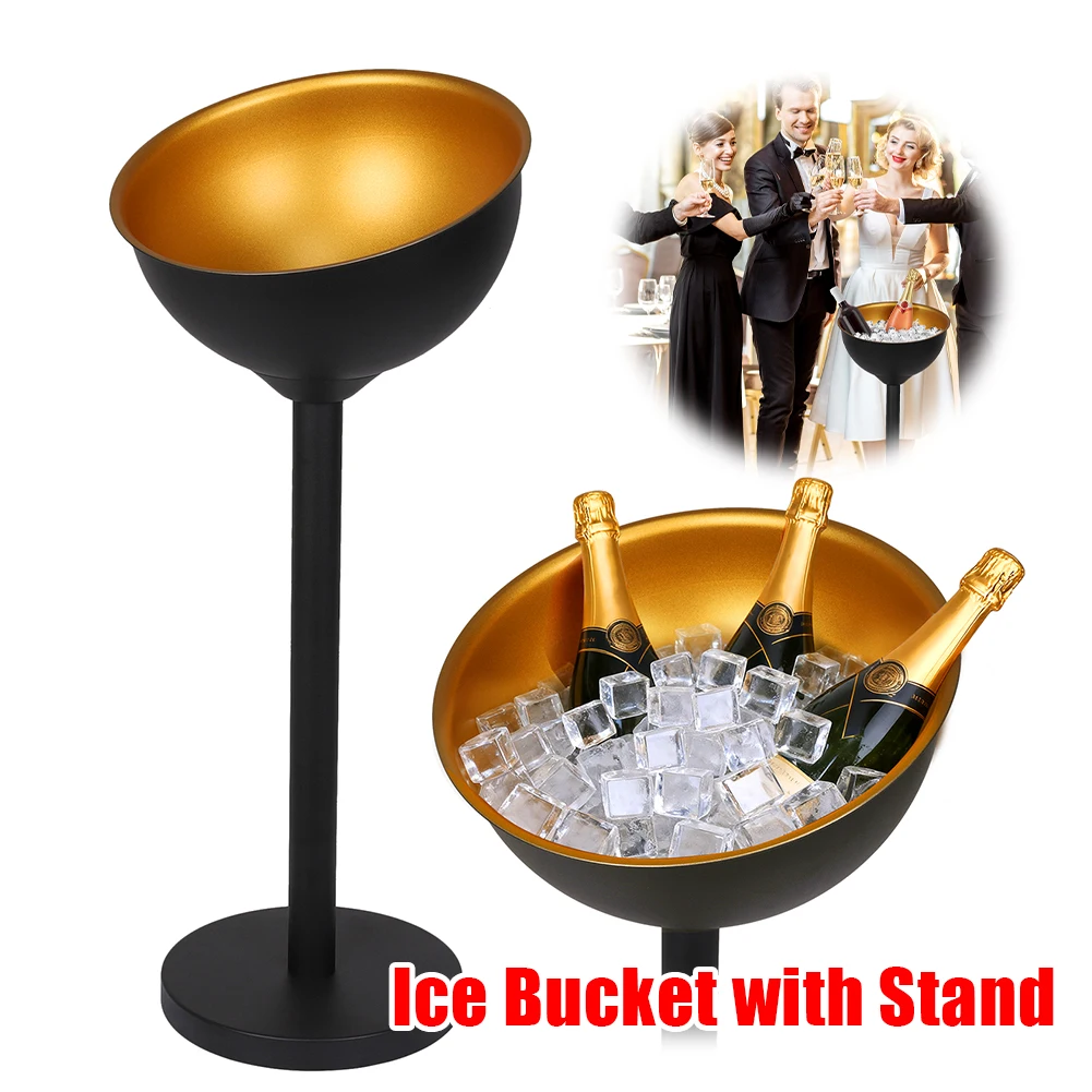 

Ведерко для льда с подставкой, из нержавеющей стали, напольное, для шампанского, для вечеринок, баров, KTV, дома