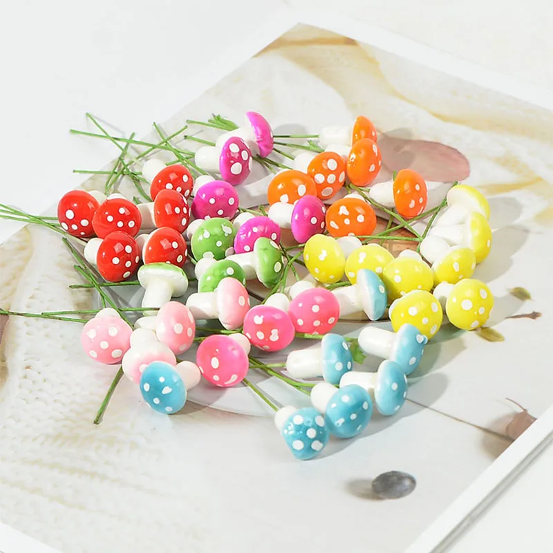 10/50/100Pcs 1.5cm Mini Foam Mushroom Fungus Artificial Plant Flower Kids Painted DIY Craft Home Party Wreath Holiday Decoration