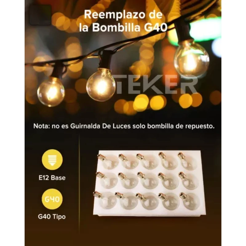 G40 Wreath Lamp Spare Light Bulb  15 Pack  Spotlight Lighting