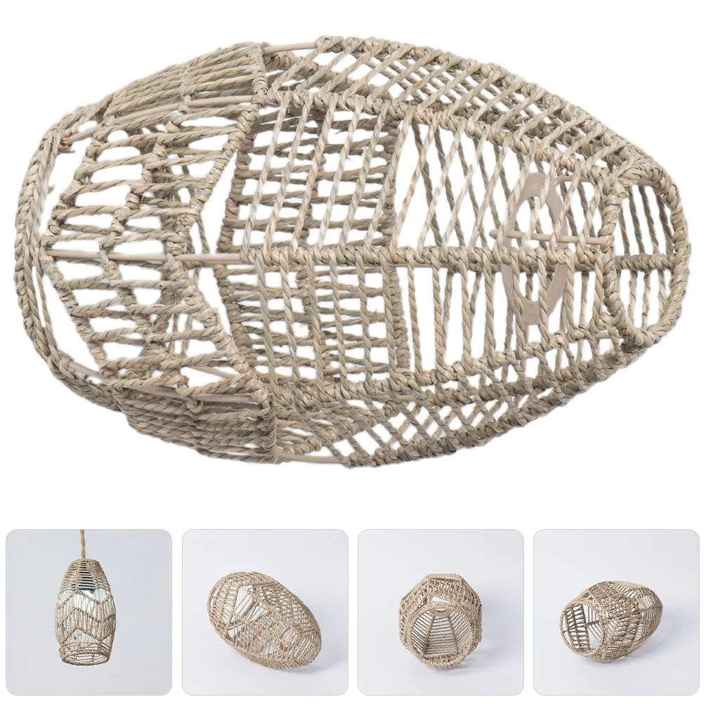 

Straw Woven Pendant Lamp Shade Hand Woven Rustic Lampshade Ceiling Light Cover for Restaurant Cafe Vintage Boho Decor