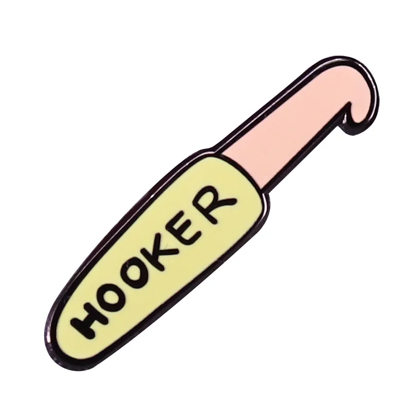 Funny Mini Hooker Enamel Pin Cute Hook Crochet Knit Badge Crocheter Hookers Knitters Hobby Accessories