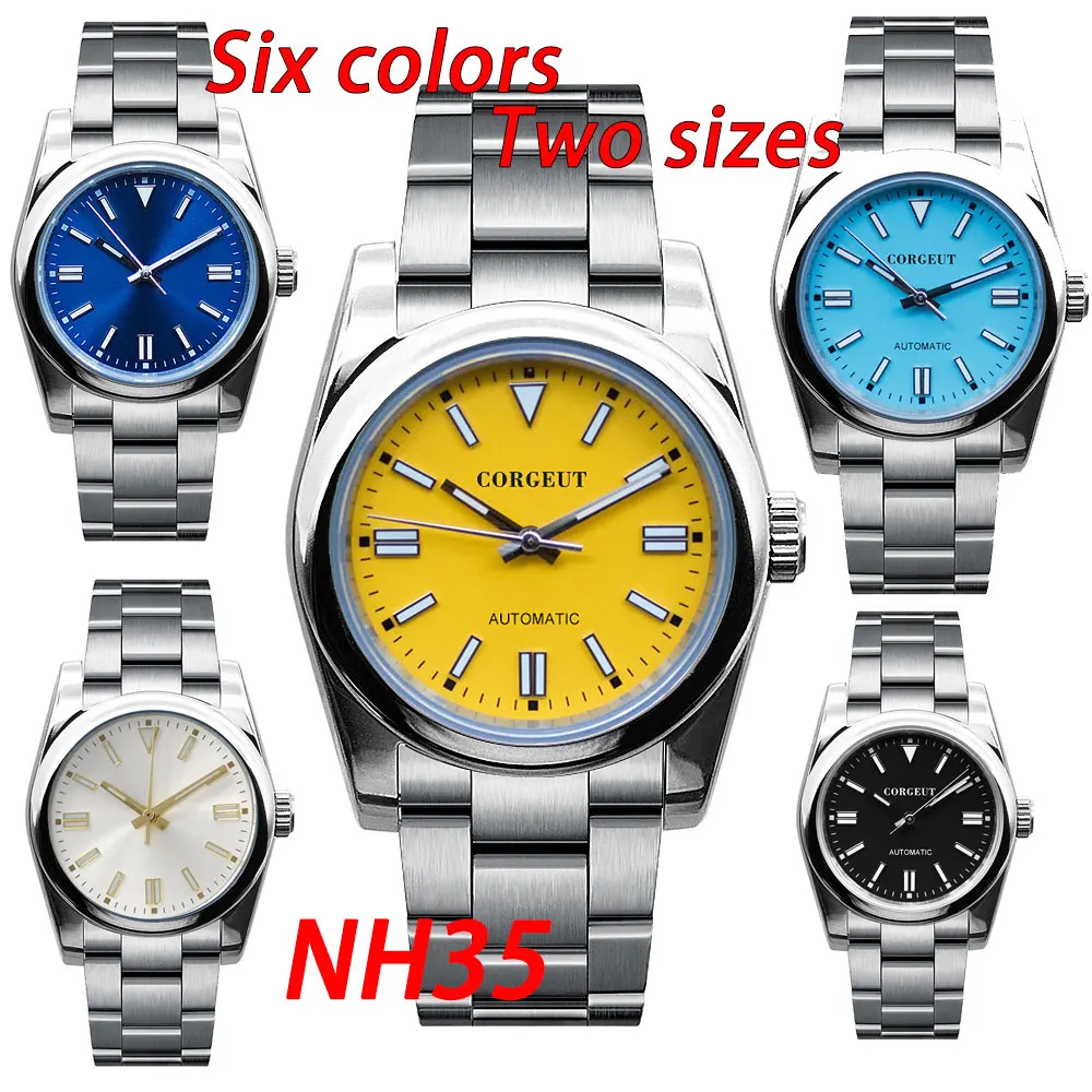 36/39mm Corgeut Relogio Masculino Custom logo Sapphire Crystal Automatic Men\'s Watch Japan NH35 Miyota Movement Green Luminous