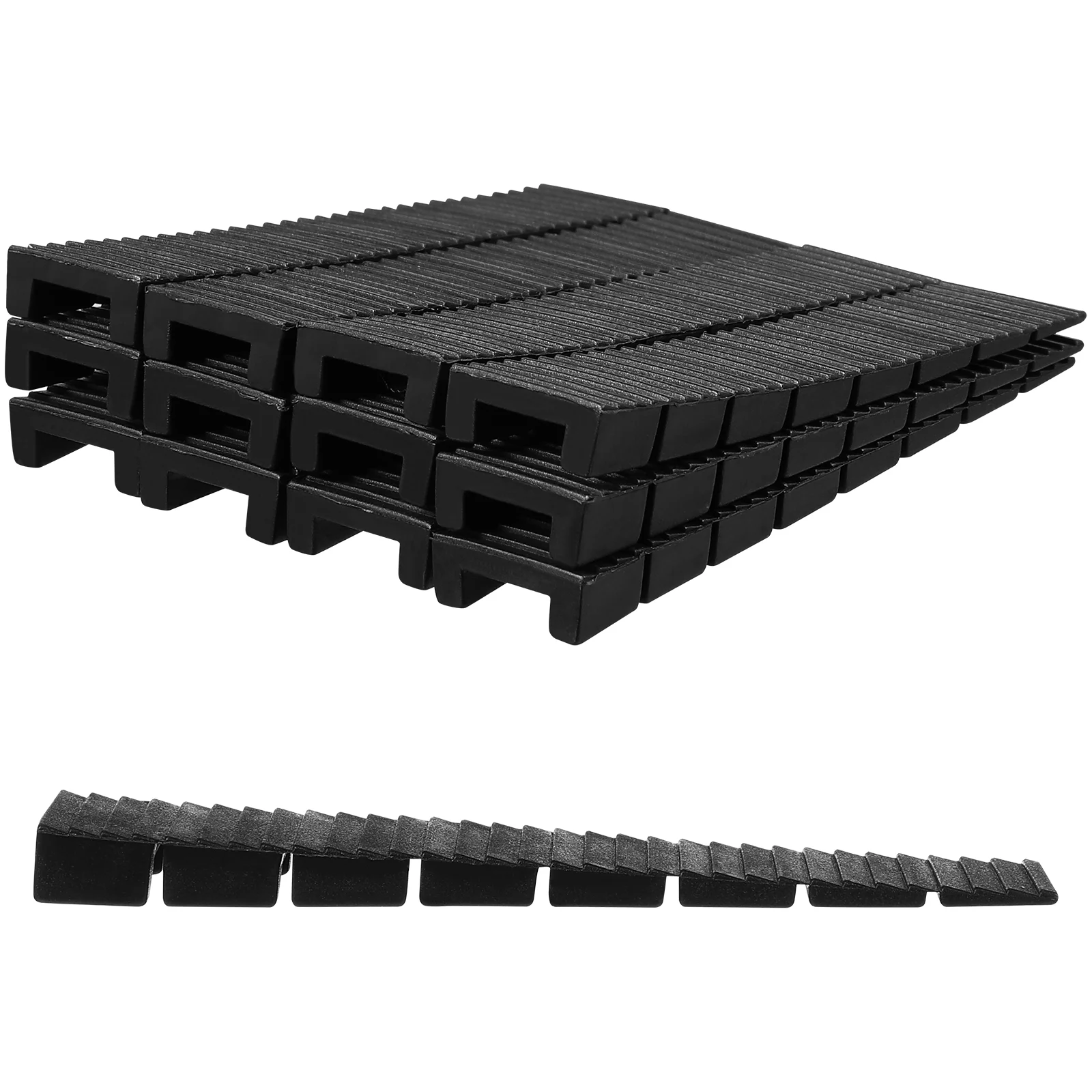 

20 Pcs Furniture Balance Spacers Bed Shims Risers Bookcase Plastic Wedges Black Closet Levelers for Home