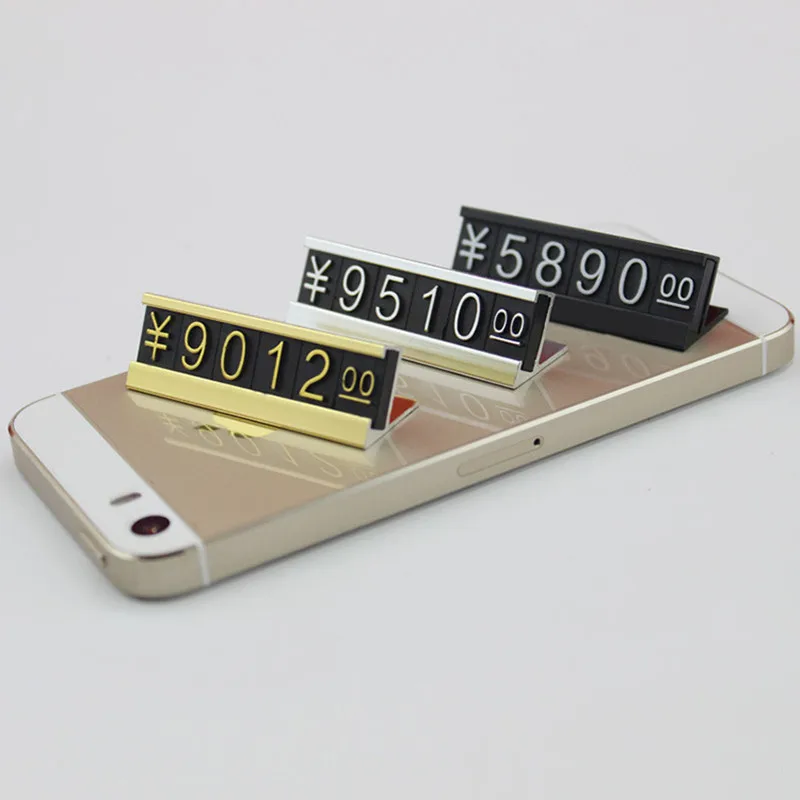 30 Sets Aluminum Base Dollar Euro Combined Number Digital Price Cube Tag Watch Jewelry Pricing Sign Label Holder Display Stand