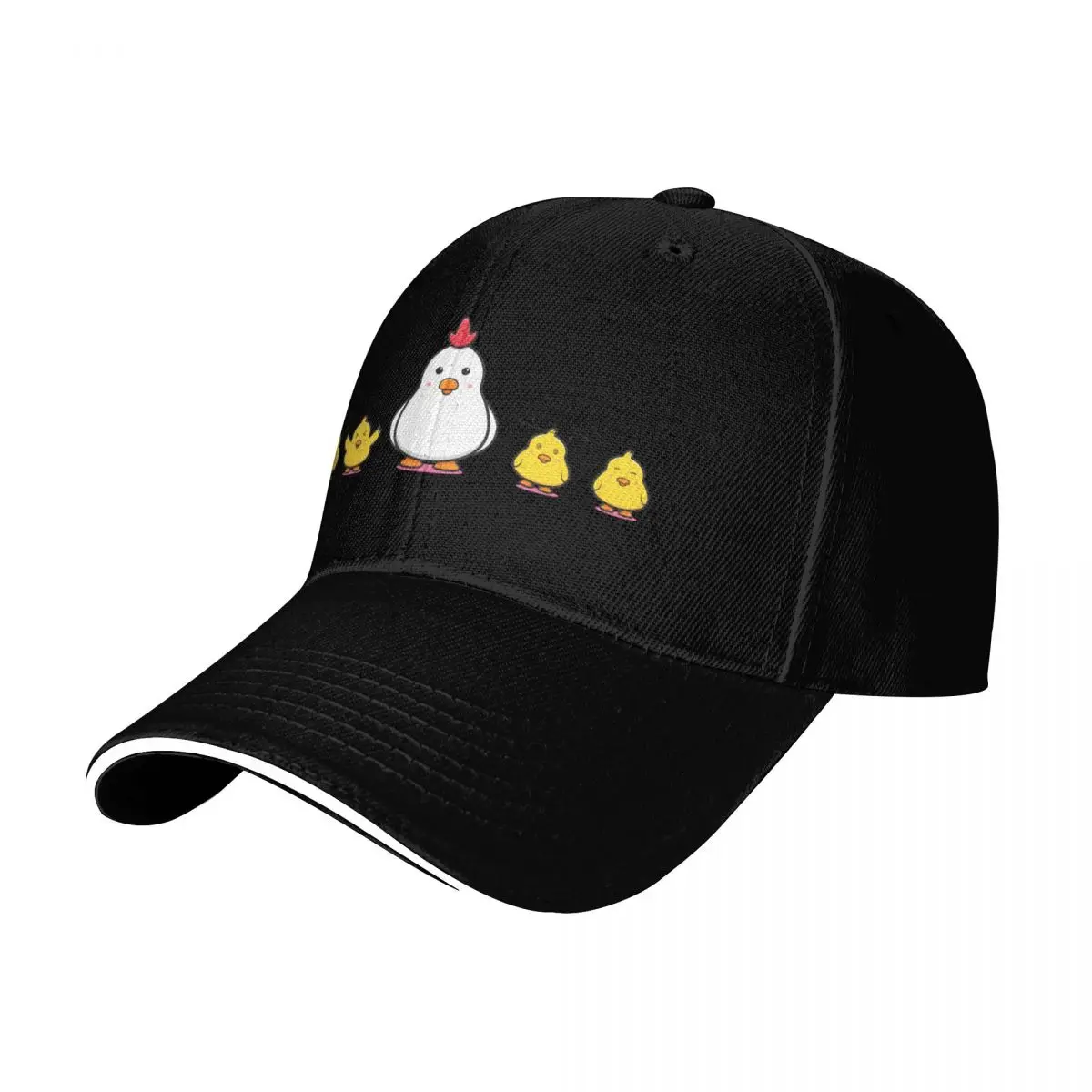 Hen and Chicks Baseball Cap Cotton Twill Breathable Contrast Two Tone Brim Snapback Flat Bill