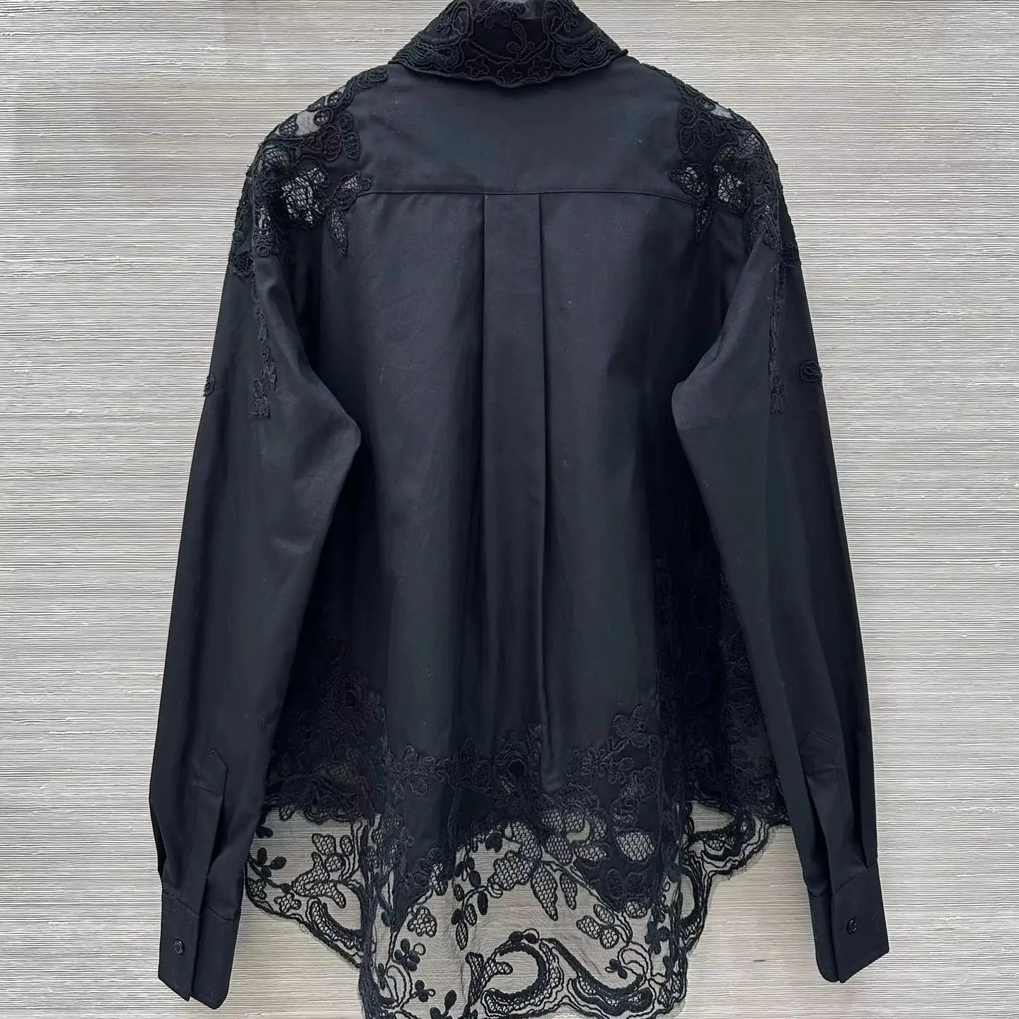 

Women Lace Embroidery Patchwork Blouse Top Turn-down Collar Long Sleeve Single Breasted Elegant Cotton Shirt tops