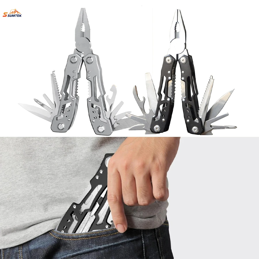Portable Fold Outdoor 14-In-1 Pocket Knife,Stainless Steel Folding Multifunction Tools Emergency survival Knife Pliers