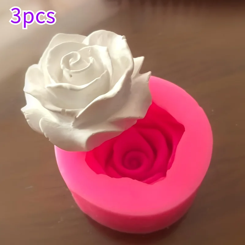3pcs Rose Silicone Mold Set, Handmade Soap, Scented Candles, Decorating Supplies, Tools, Additions