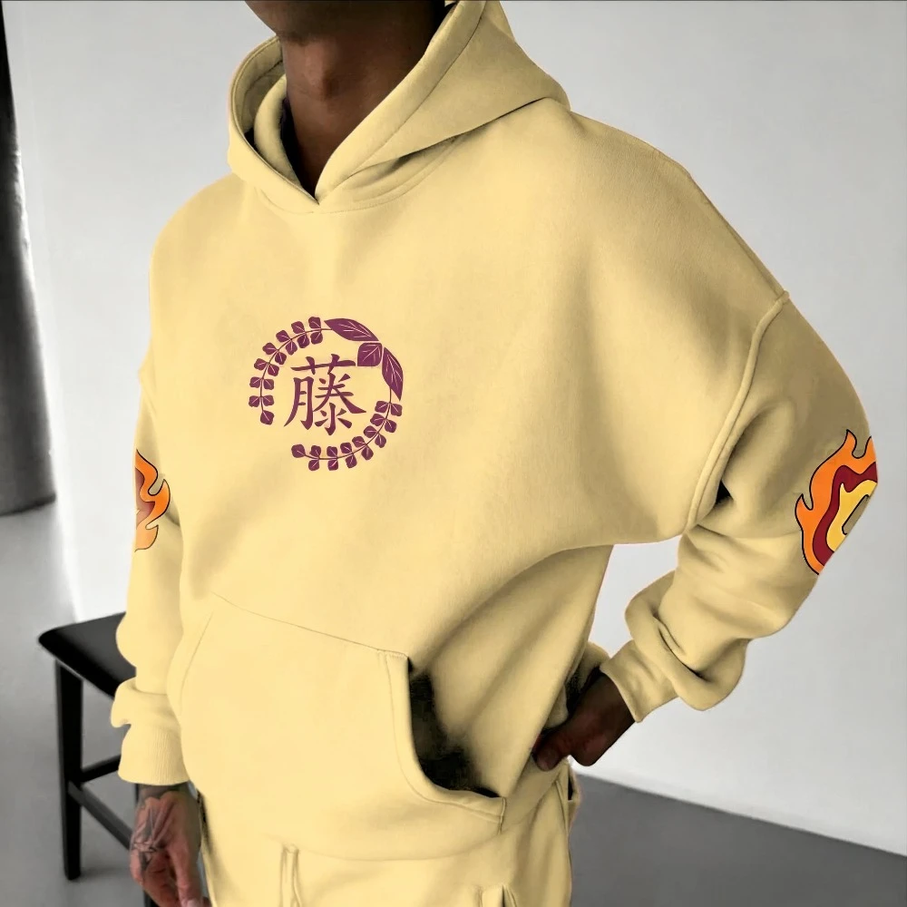 特大アニメパーカー男性女性デーモンスレイヤープリントプルオーバースウェットシャツ秋冬ジャケットストリートカジュアルフード付き Y2k トップス