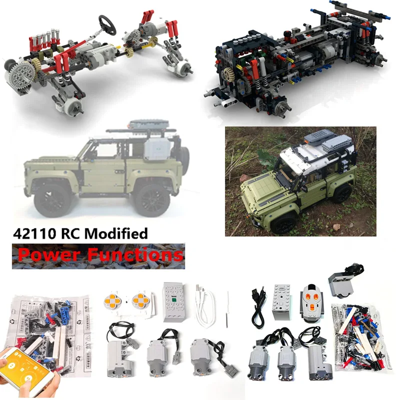 MOC Custom Technical App Control RC Motor Set Modification Building Blocks Kit for Land 42110 Defenders Rover SUV DIY Bricks Toy