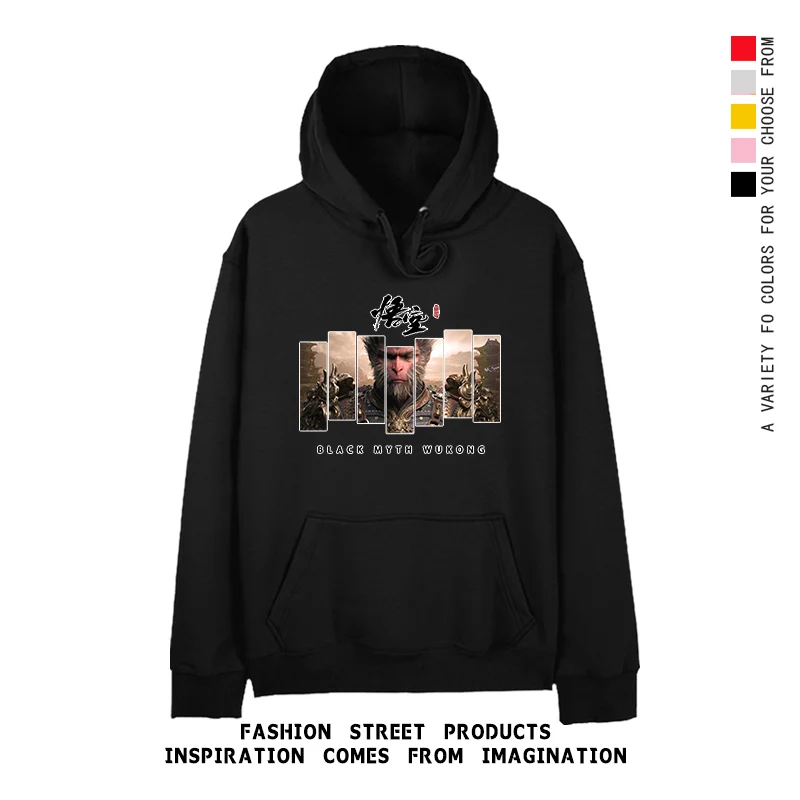 Black Myth Wukong Game Qitian Dasheng Steam PS5 Same Printed Sweater Crew Neck Men's and Women's Loose and Comfortable Clothes