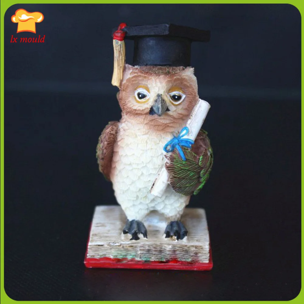 3D Dr. Owl Silicone Chocolate Mold Teachers' Day  Graduate Cake Decoration Sugarcraft Mould Candle Soap DIY Clay Resin