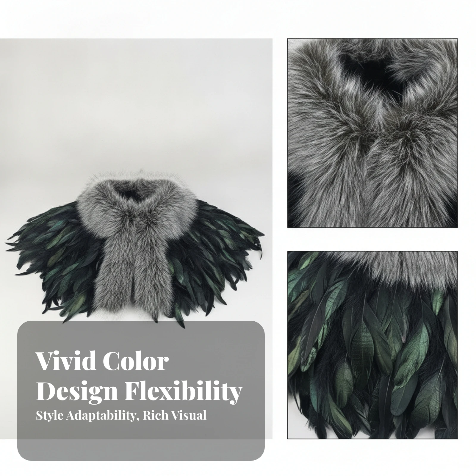 Warm Faux Faux Hair Capelet Costume Accessory Faux Faux Hair Shoulder Shawl Luxury Look Feather Shoulder Wrap Iridescent