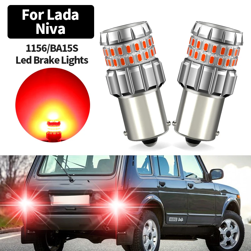 2pcs 60SMD chips Red LED Brake Light Blub Lamp P21W BA15S 1156 Canbus For Lada Niva (2121,2131,2123)