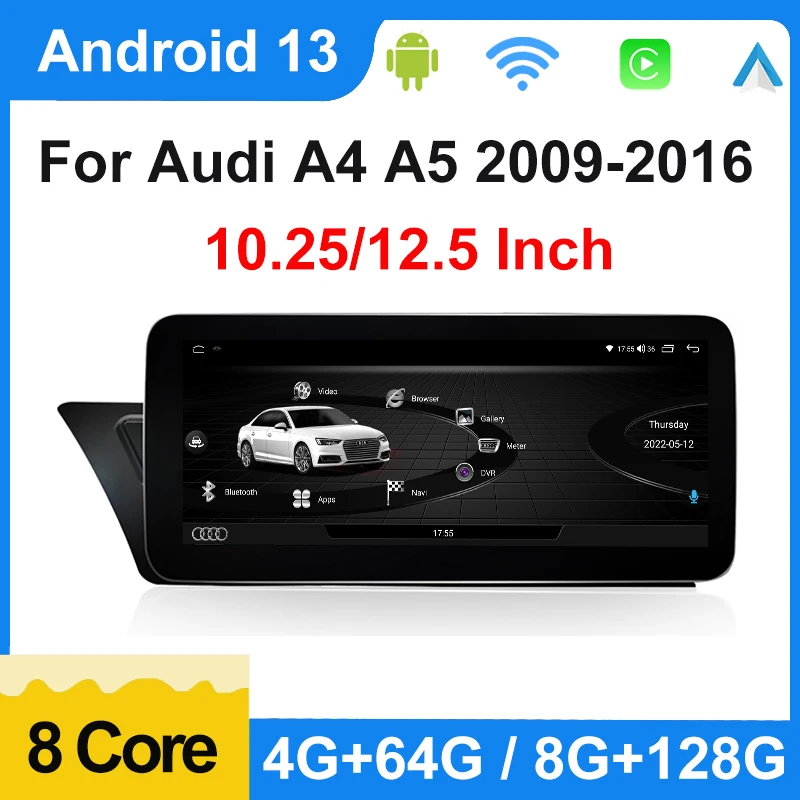 

Factory Price 10.25" 12.5" Android 13 Apple Carplay For AUDI A4 A5 B8 Video Player GPS Navigation Central Multimedia IPS Screen